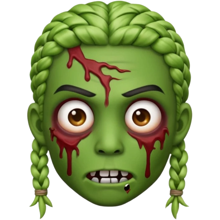 can you make an zombie emoji with braids and a eyebrow piercing on his right eyebrow and a diagonal eyebrow piercing on his left eyebrow emoji