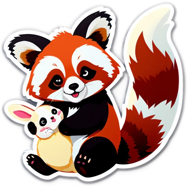 Red panda with rabbit emoji