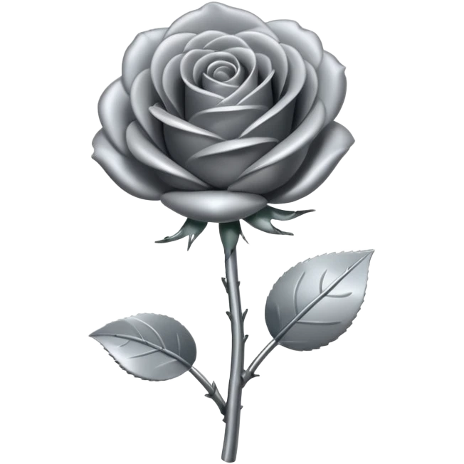 gray metal chrome rose, without green leaves, just flower emoji