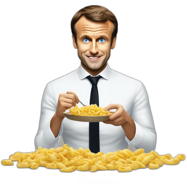 Emmanuel Macron qui mange des pâtes  emoji