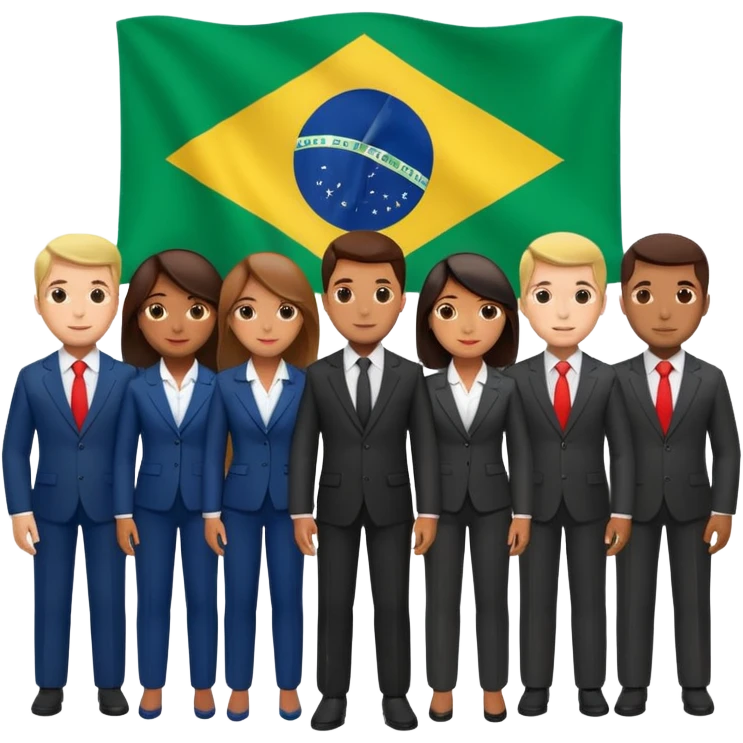 agora imagem com vários empresários e no fundo a bandeira do brasil emoji