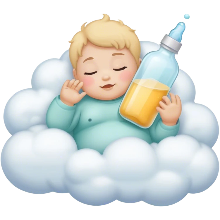 Baby laying on a cloud with a bottle  emoji