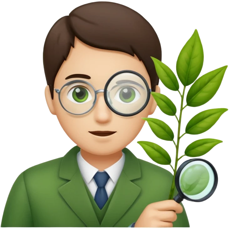 eine Pflanze mit einer Lupe kontrolliert bzw gecheckt wird ohne mensch emoji