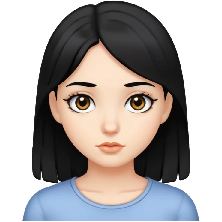 Black haired girl and black eyes emoji