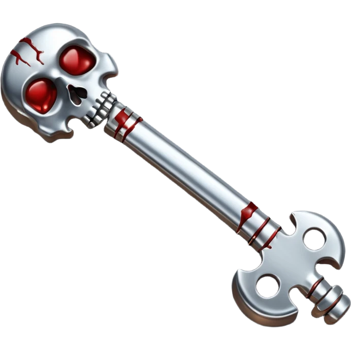 Emoji-style metallic bones with traces of blood, steel texture, dark dramatic tone, clean background emoji