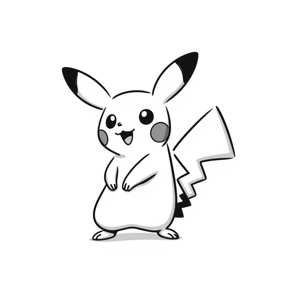 Pikachu in hand-drawn doodle style emoji