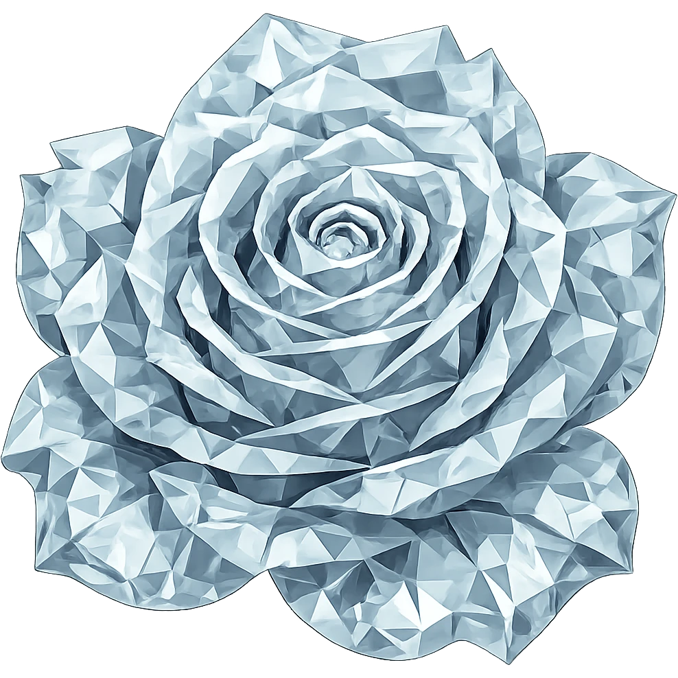 Transform the frozen rose emoji into a diamond-like appearance while preserving the emoji style. Remove the background to isolate the subject. emoji