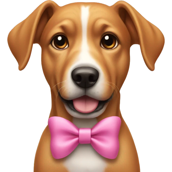 Dog wearing a pink bow emoji