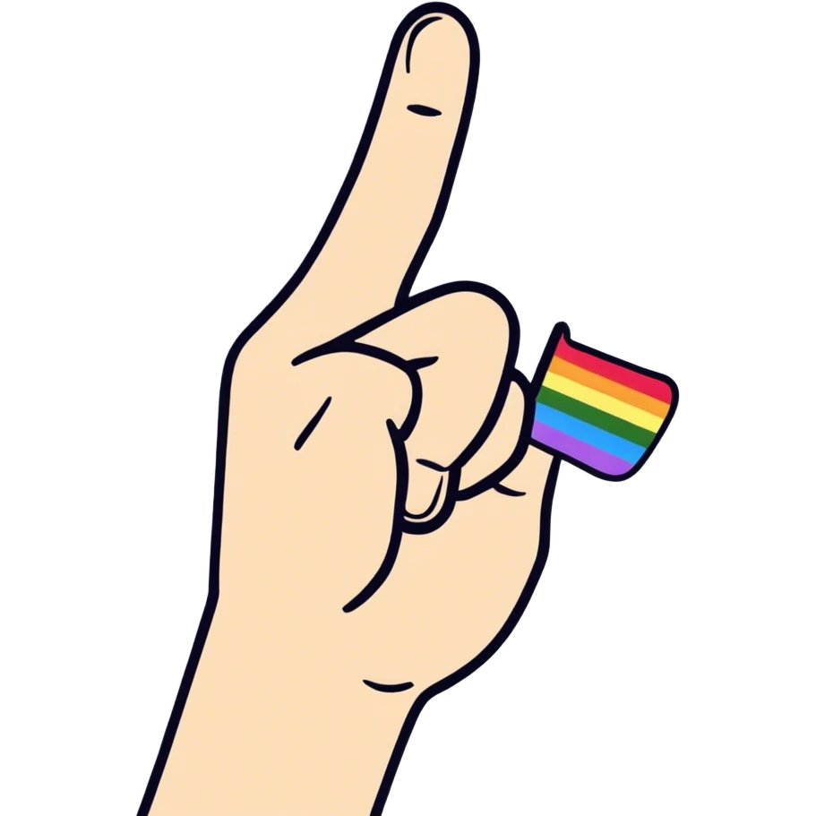  Middle finger only, with some gay flourish emoji