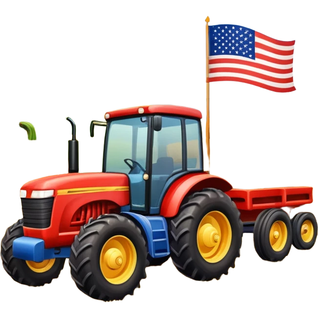 Fall hay bale trailer rides with USA flag on tractor emoji
