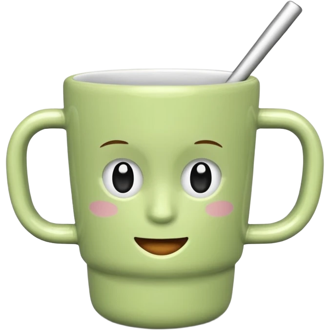 Light green tumblr cup with handle emoji