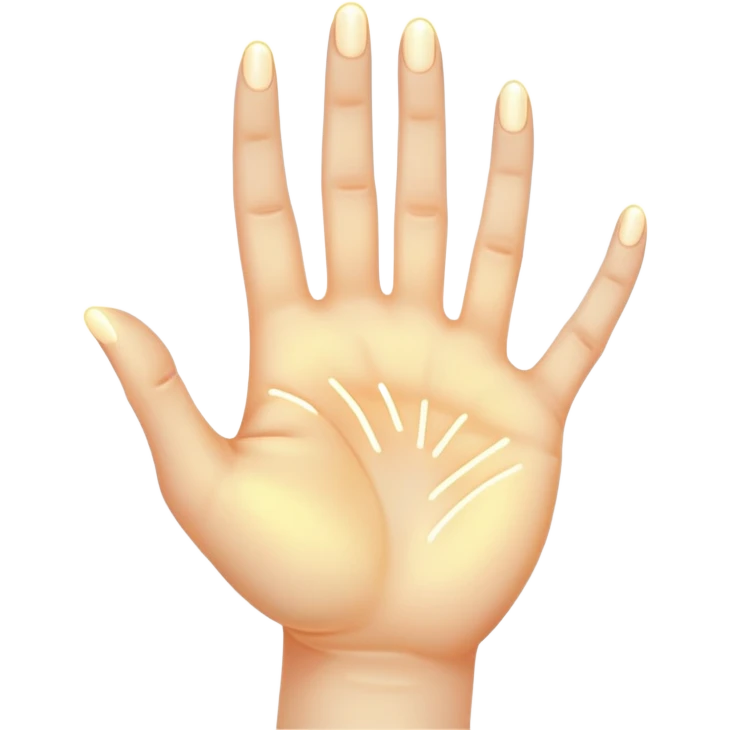  -- ethereal glowing hand palm lines-- 5 fingers reading palm 
 emoji