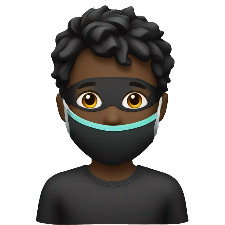 boy black medical mask with neck and shoilders emoji