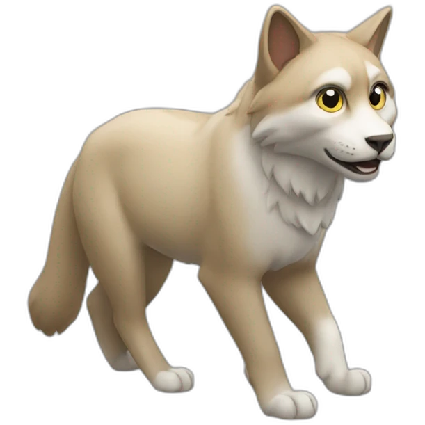 Un chat sur un loup emoji