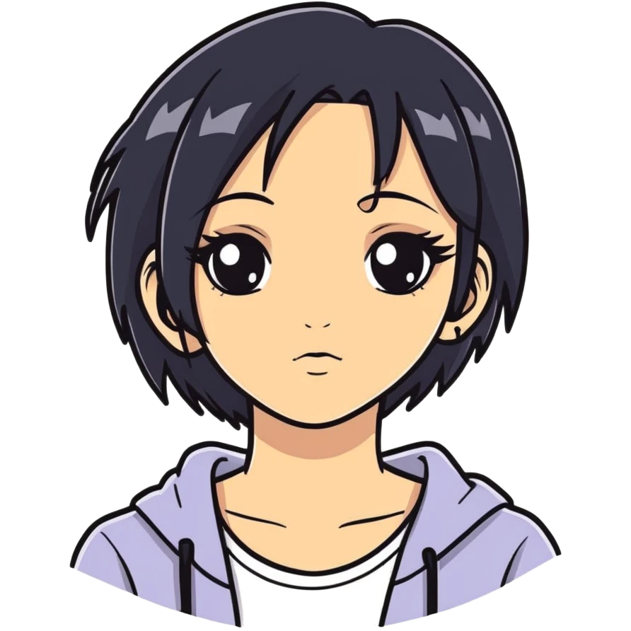 emo girl with facial piercings and black eye covering hair emoji
