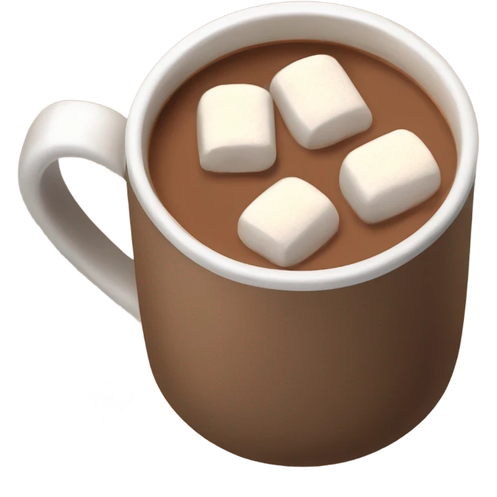 Light brown mug of hot chocolate with marshmallows  emoji