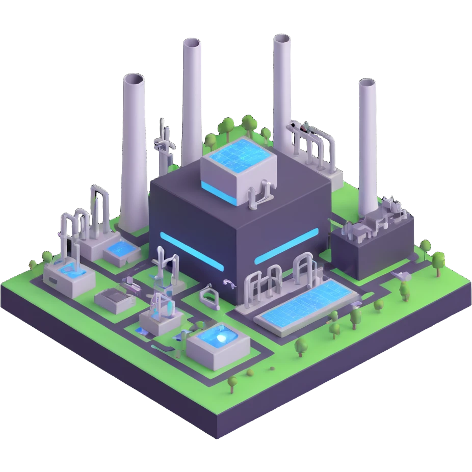 Futuristic semiconductor factory with Saudi Arabian elements emoji