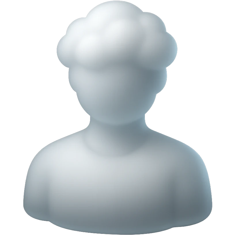 A person's shoulders and head made entirely of fluffy white convex clouds emoji
