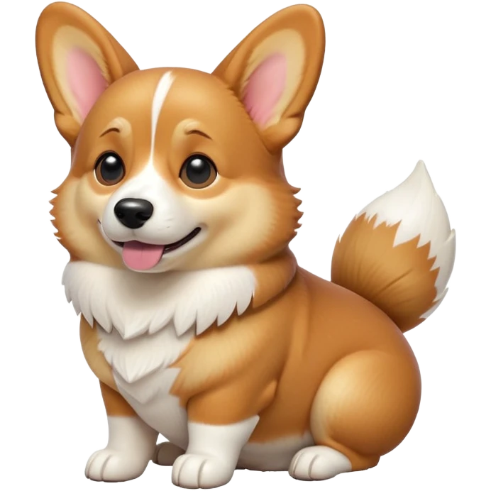 cinematic-[corgi dog]-realistic-full-body-sitting-emoji,-tail-resting-loosely-beside-its-paws,-head-tilted-dramatically,-sleek-[corgi]-fur,-simplified-yet-realistic-focused-features,-highly-detailed,-glowing-with-an-almost-sarcastic-glow emoji