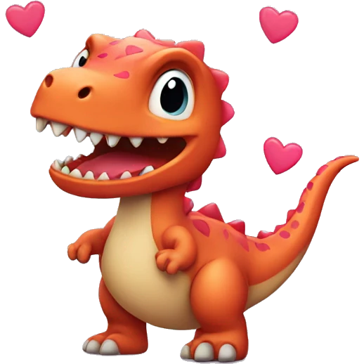 Dino with hearts emoji