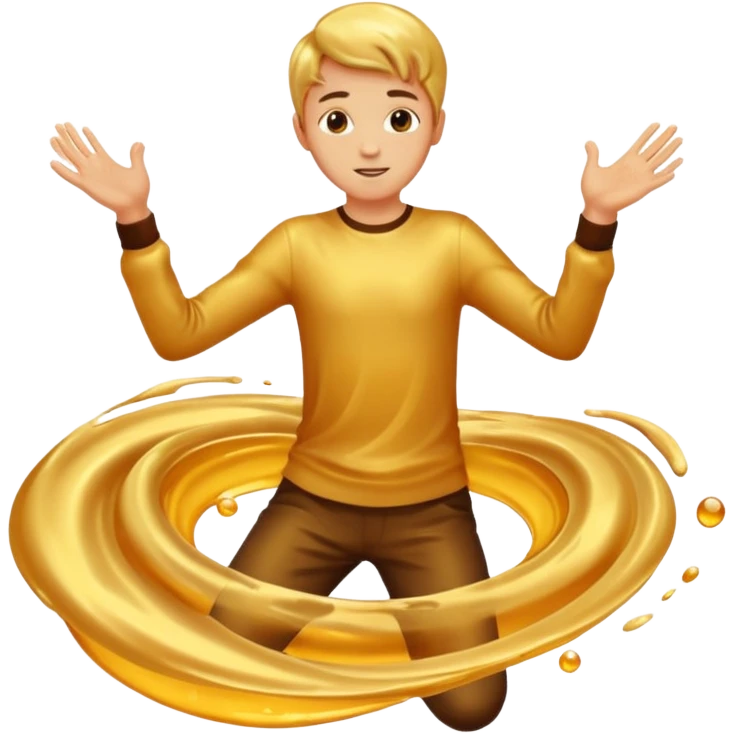 Golden liquid around the dancing boy hands emoji