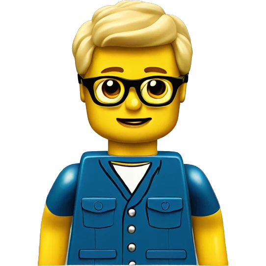 Classic yellow lego head, boy, eyeglass emoji