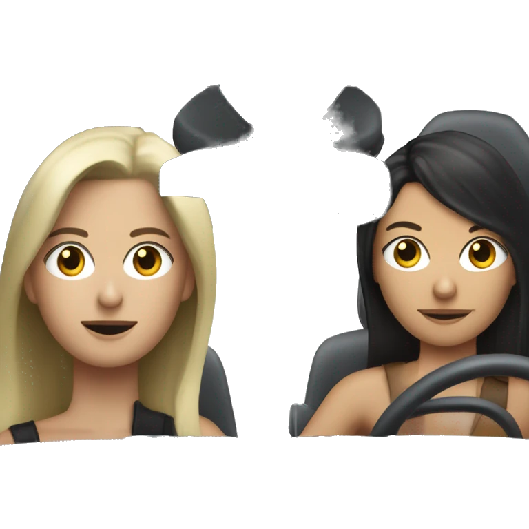 blonde girl and brunette(like kurdish guys and more brunette hair black) guy driving a Porsche 911 emoji