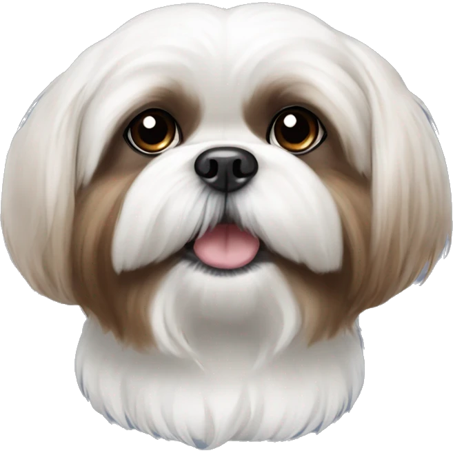 white shih tzu face with brown ears emoji