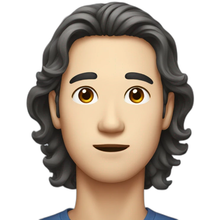 Long face-Korean man with wavy hair emoji