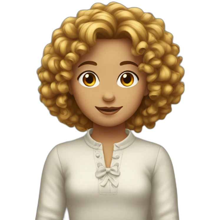 Fille cheveux bouclés emoji