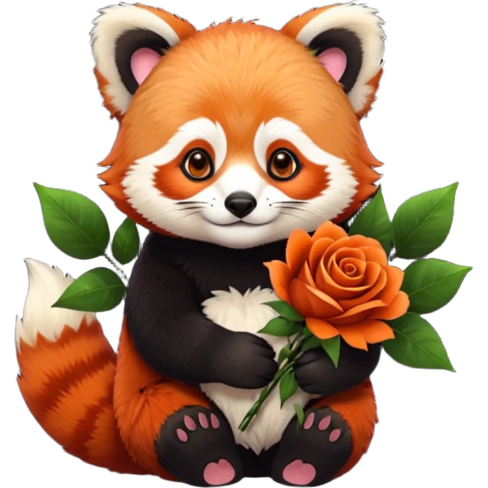 red panda with roses emoji