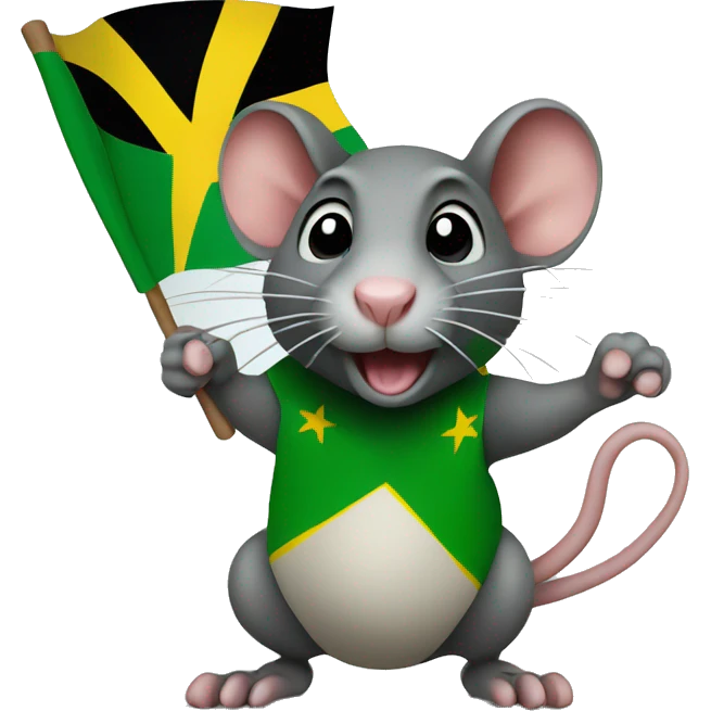 Rat waving jamaican flag emoji