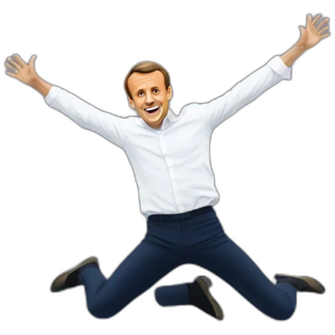 emmanuel macron jumping on a trampolin emoji