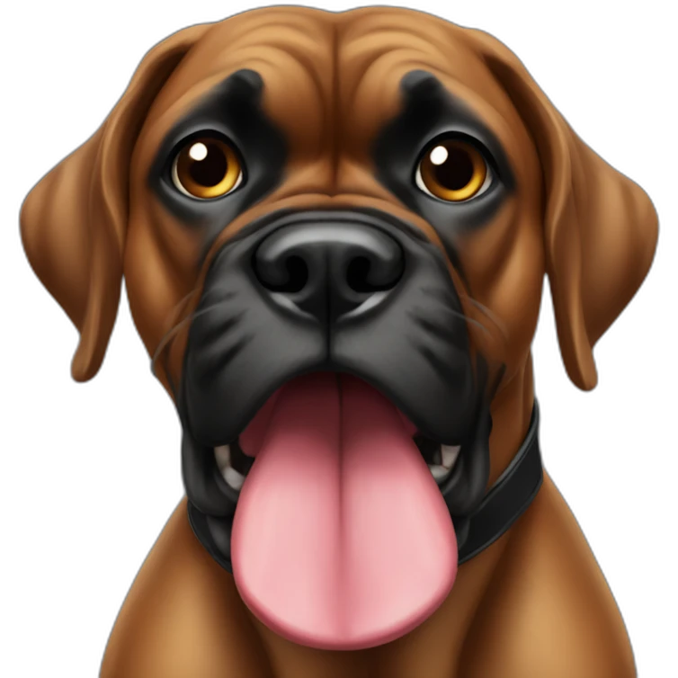 German boxer with an extra large tongue, black face emoji