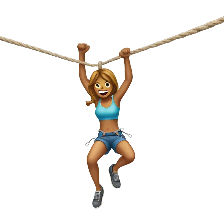 woman climbing down a rope emoji