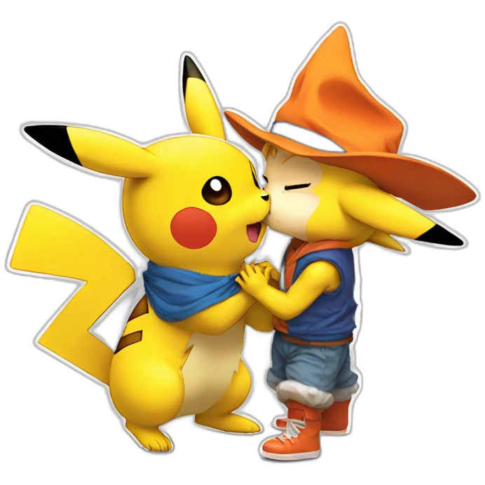 pikachu kissing goku emoji