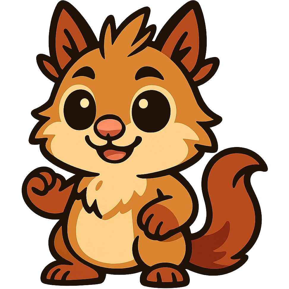 cute gibberling character, chibi proportions, big eyes, soft fur, friendly expression emoji