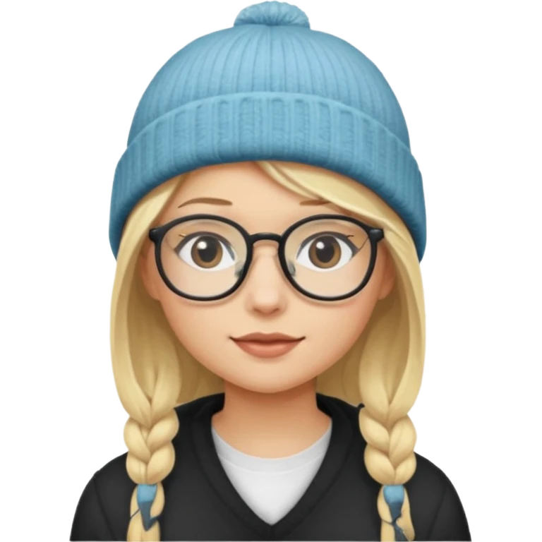Blonde girl wearing glasses and beanie emoji