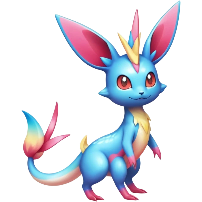 Colorful Shiny Exotic Victini-Salandit-Aurorus-Sylveon-Fakémon-hybrid-creature (full body)  emoji
