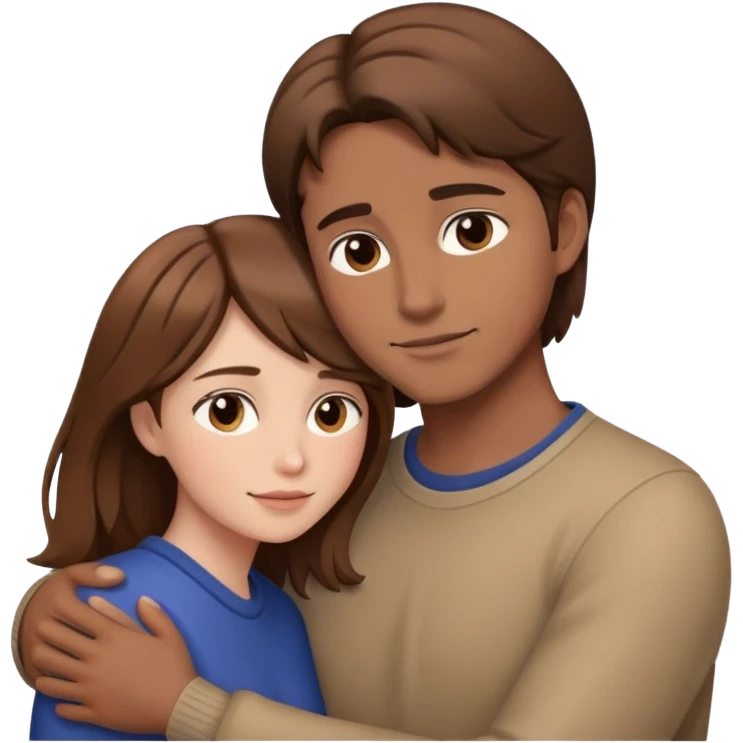 intimate moment between lovers brown hair emoji