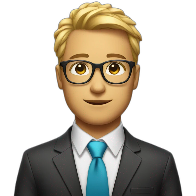 Streamer with glasses a tie and a jacket emoji