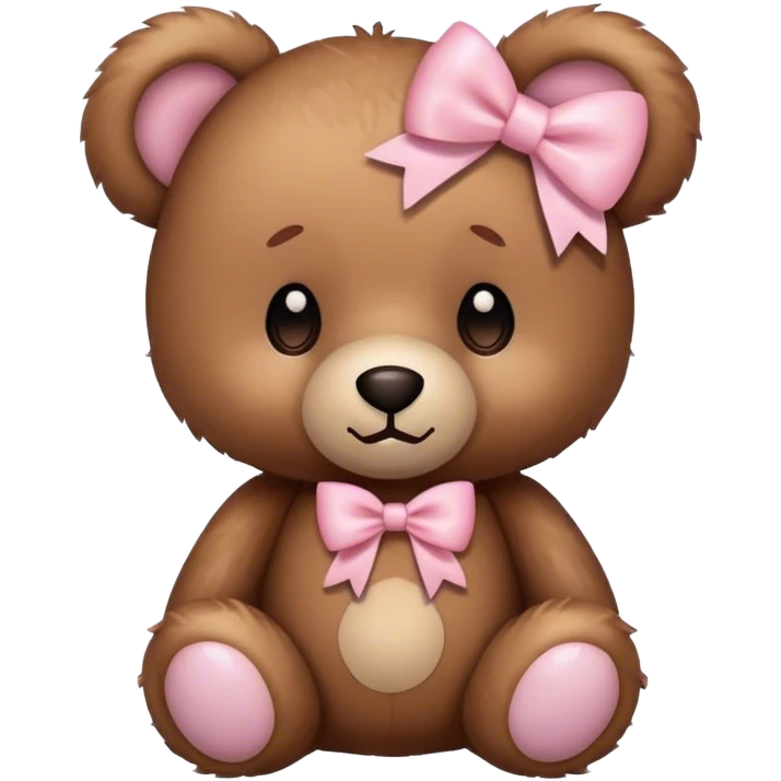 Teddy bear with light pink bow  emoji