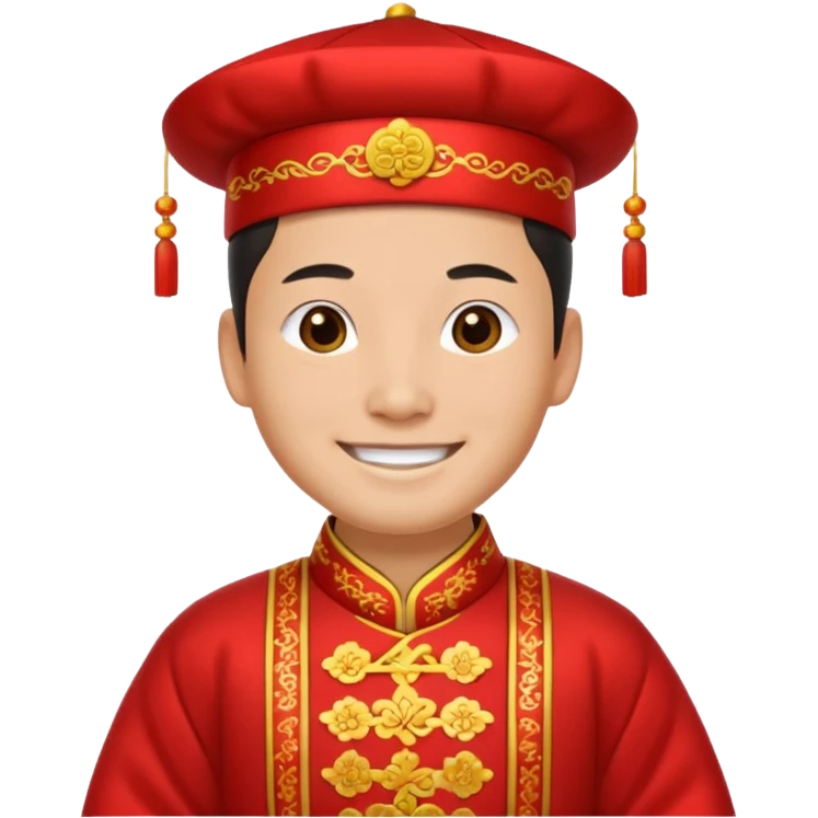 Chinese groom, traditional, culture of chinese, smiley on face. emoji