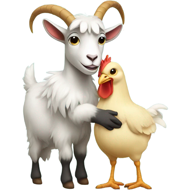 Goat and chicken hugging emoji