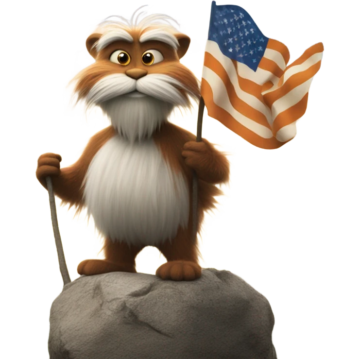 The Lorax holding an American flag emoji
