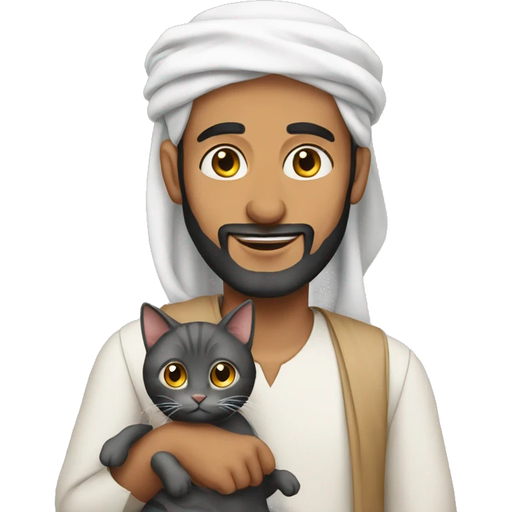 Arab man with cat emoji