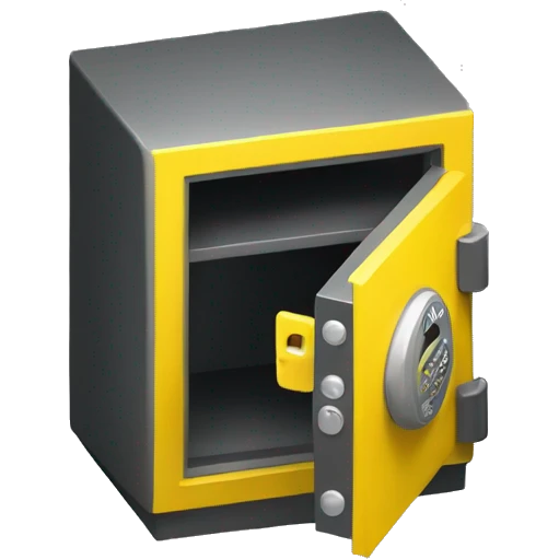 3d  isometric small safe in yellow emoji