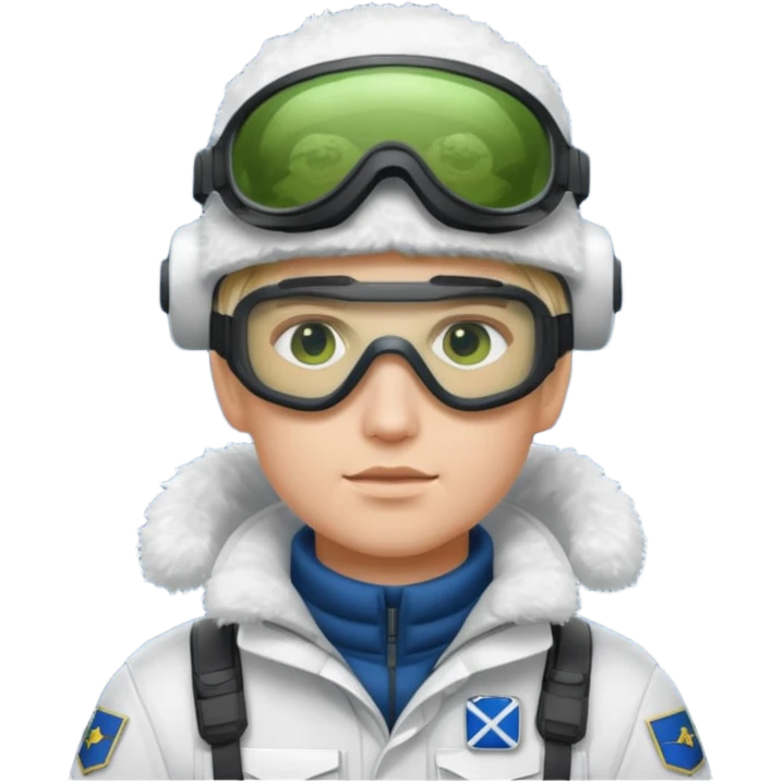 Finnish modern soldier with white snow uniform. with night vision goggles emoji