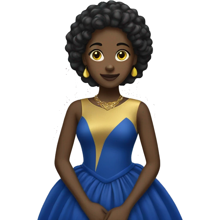Black Girl with yellow gold and royal blue dress emoji