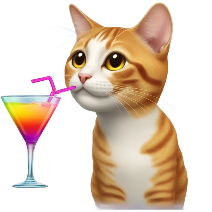 Cat drinking a cocktail emoji